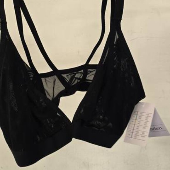Auden Black Mesh Pullover Unlined Bralette Lace, Size Medium - Picture 3 of 4